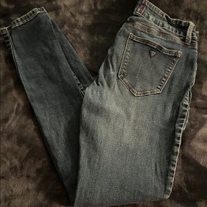 Guess Dark Blue Denim Jeans with Red Logo Tag